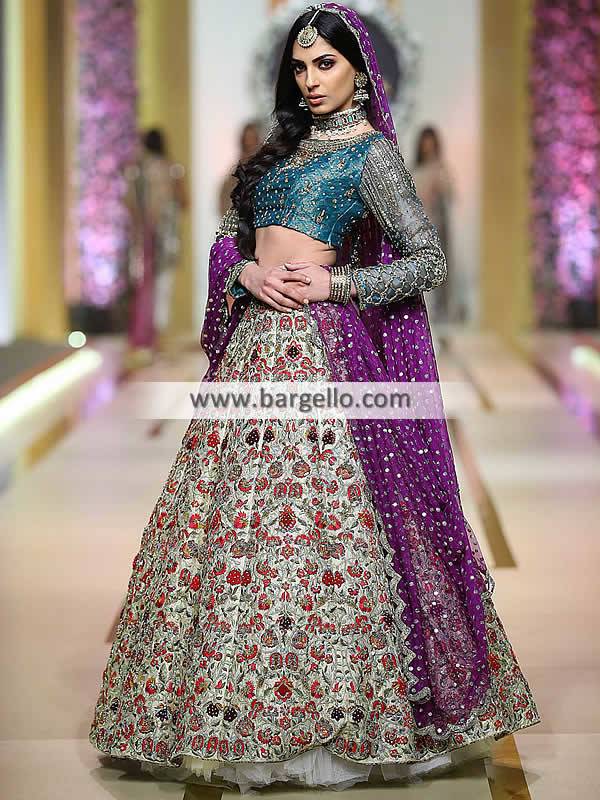 Traditional Asian Bridal Wear with Puffy Lehenga Bath UK Designer Bridal Wear