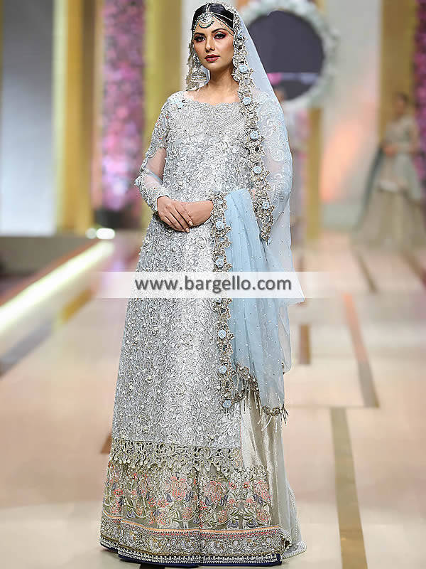 Embellished Silver Lehenga Choli Pakistani Wedding Dresses – Nameera by  Farooq