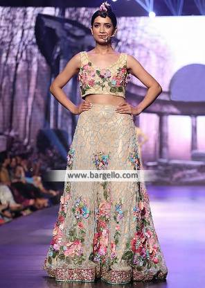 Marvelous Pakistani Wedding Lehenga Dresses Woking UK 3D Floral Patterns Embellishments