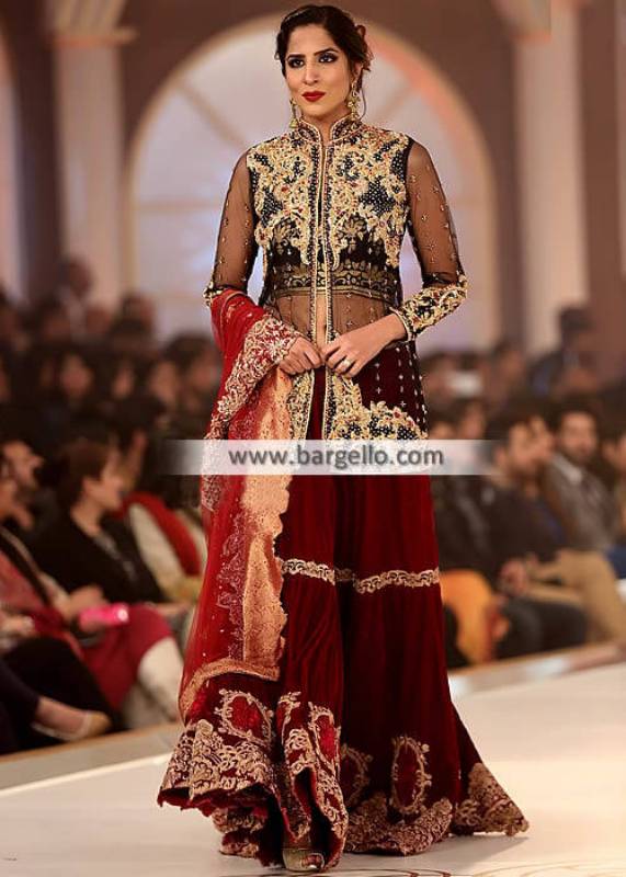 Red Color Gharara Velvet Gharara Dresses Brooklyn New York NY US