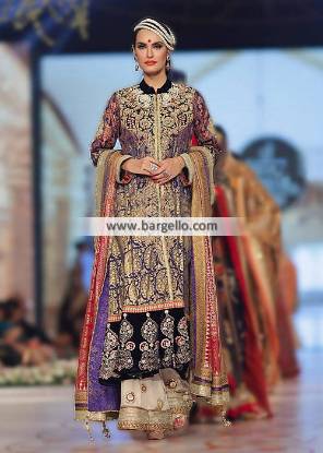 Designer Long Bridal Shirt with Bridal Sharara Katy Texas USA Deepak Perwani Bridal Collection