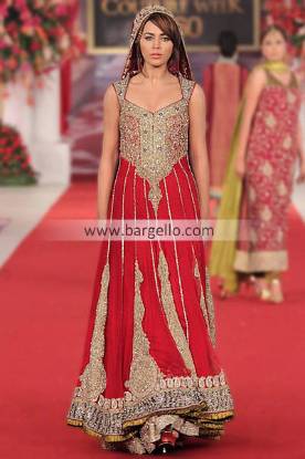 Red Bridal Collection by Pakistani Designer Mehdi at Bridal Couture Week 2013 Burton upon Trent UK