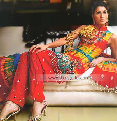 Brazilian parrot colours in Ethnic Shalwar Kameez, Salwar Kameez Dress