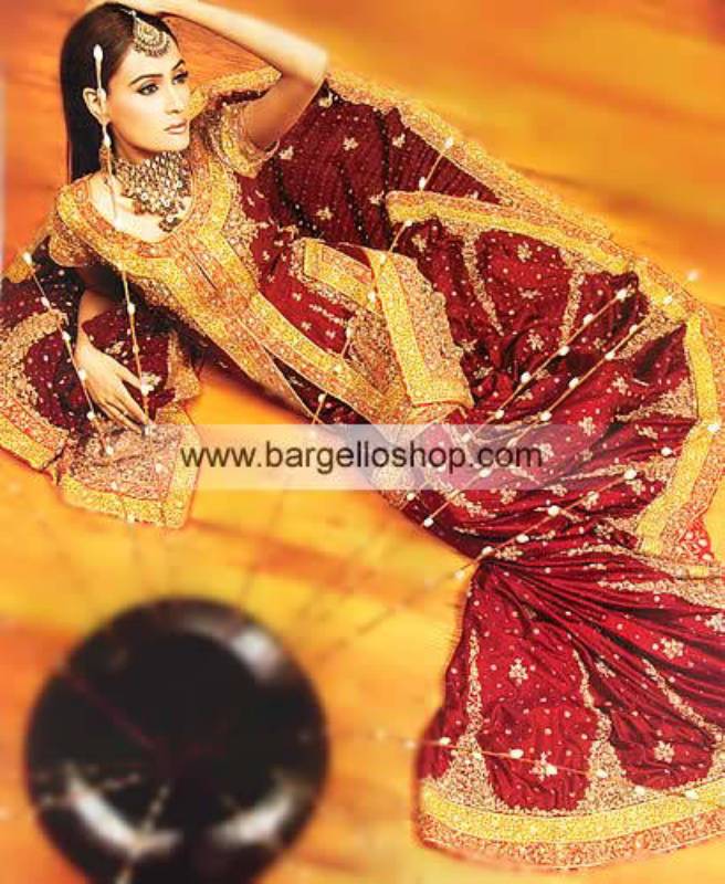 Maroon Rangee Bridal Gharara Heavily Embellished