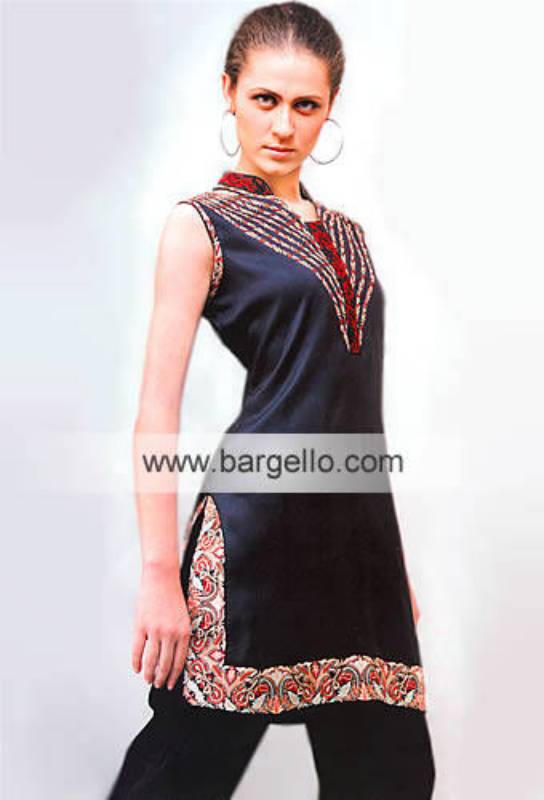 Black Kandy Thread Embroidered Modern Contemporary Designer Dress from Pakistan