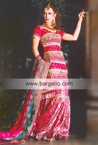 Shocking Pink Two Legged Gharara For First Day Wedding Day or Valima ...