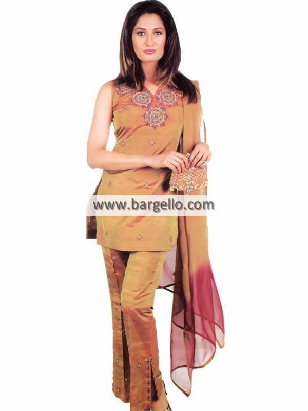 Raw Silk Hand Embellished Shalwar Kameez Pakistan