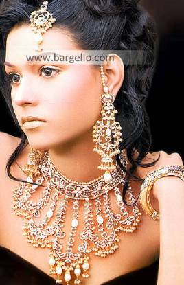 Jewellery Designs, Bridal Jewellery Designs, Pakistani & Indian Jewellery Gold Plated Diamond Like