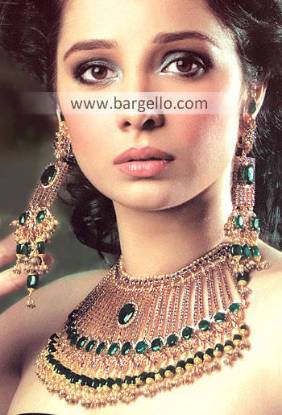 Jewellery Designs, Bridal Jewellery Designs, Pakistani & Indian Jewellery Gold Plated Diamond Like