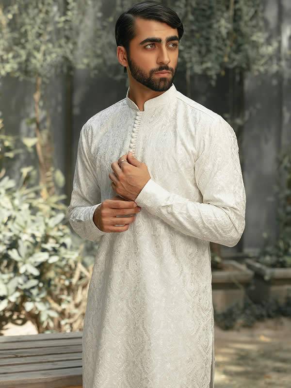 White Embroidered Kurta With Pajama San Diego California CA USA Bespoke ...