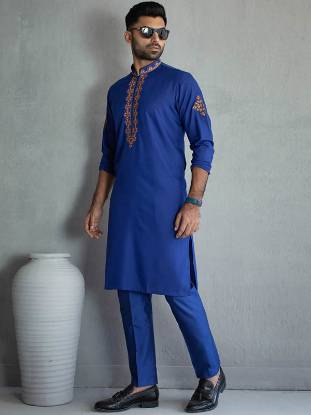 Fashionable Cotton Silk Kurta Pajama Kew Garden New York NY USA Mens Bespoke Kurta Shalwar Suits