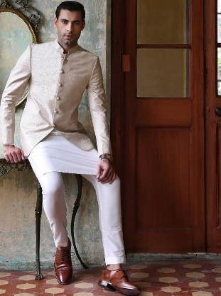 Off-White Mens Prince Coat in Jamawar Abu Dhabi UAE Good Looking Mens Prince Coat Suits