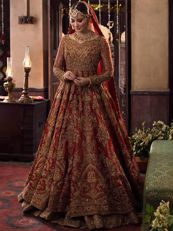 Golden Bridal Lehenga Dress 743 – Pakistan Bridal Dresses